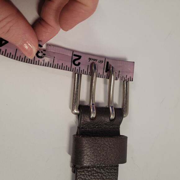 Relic Leather WMS Belt Brown Silver-tone Double Buckle 31" - 35" long Adjustable - Picture 7 of 8